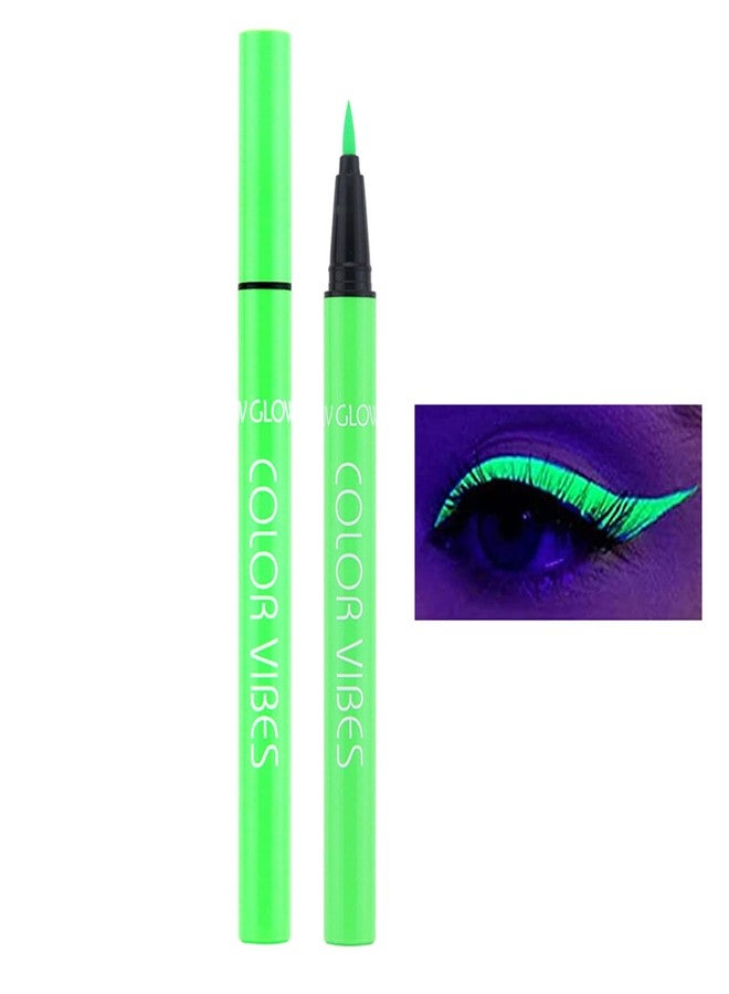 Wismee UV Glow Neon Liquid Eyeliner, Matte Colored Eyeliners Pen, Rainbow Colorful Neon Eyeliner Pencil Pigmented Waterproof Smudgeproof Long Lasting Eye Liner for Halloween Christmas Makeup (Green) - Image 1